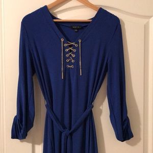 Spense Lace Up Belted Shirt Dress